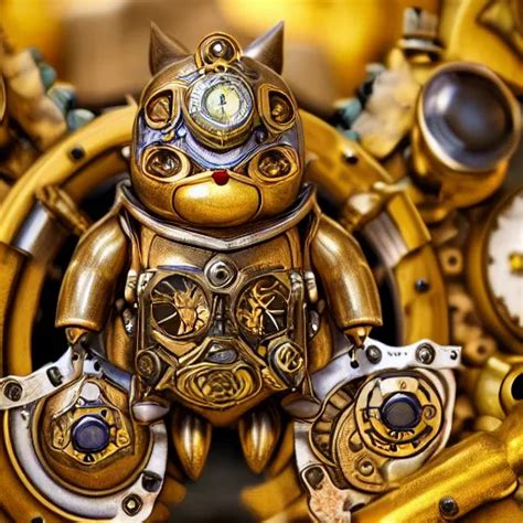 A Steampunk Pikachu Made From Ornate Engraved Full Stable Diffusion