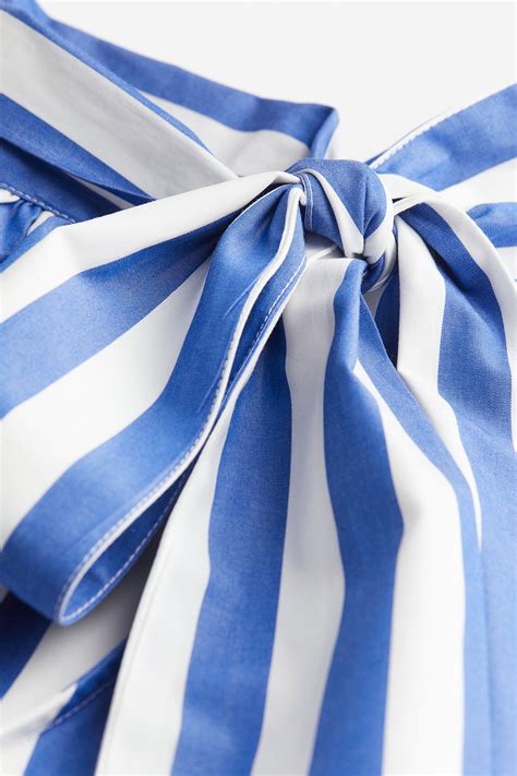 Tie Neck Halterneck Top Bluestriped Ladies Handm Gb