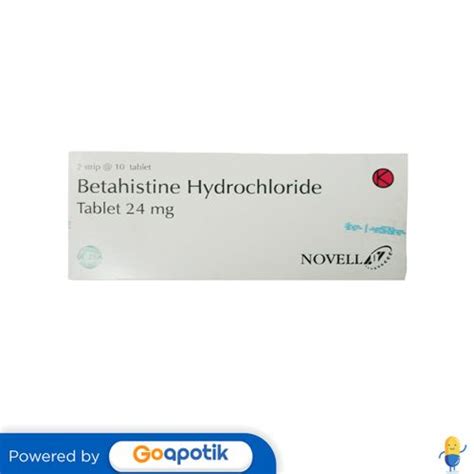 Jual BETAHISTINE HYDROCHLORIDE NOVELL 24 MG BOX 20 TABLET Shopee