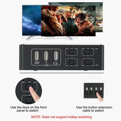 HDMI KVM Switch, Tendak 4K HDMI 4 in 1 Out KVM Switch Box Keyboard Mou