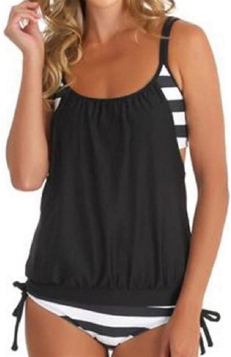 Coolred Women Conjunto de bikini de 2 piezas con tira deslizante sobre el tamaño Negro US X