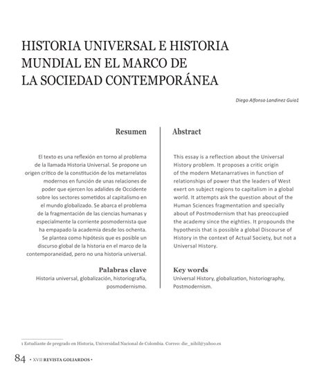 Pdf Historia Universal E Historia Mundial En El Marco De La Sociedad
