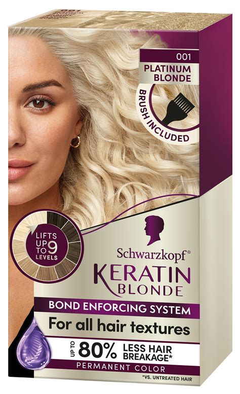 Schwarzkopf Keratin Blonde Hair Dye Platinum Blonde 001, Ultra ...