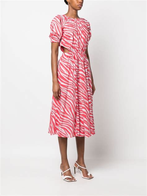 Michael Michael Kors Zebra Print Cotton Midi Dress Pink FARFETCH UK