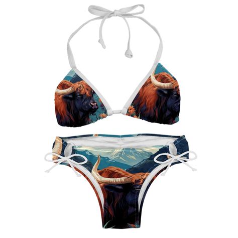 Yak Bikini Set Swim Suit Detachable Sponge Adjustable Strap Two Pack Beach Pool Vacation Party