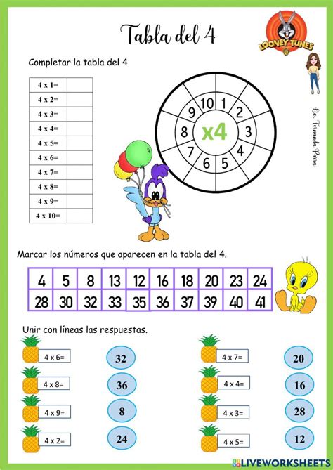 Las Tablas De Multiplicar Interactive Worksheet For Tercero De Primaria