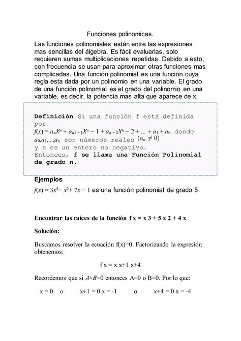 Funciones Polinomicas Pdf