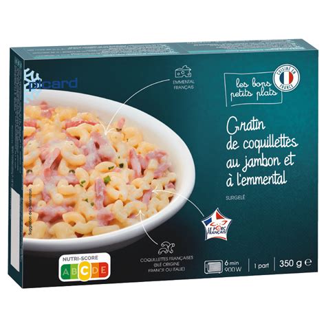 Gratin de coquillettes au jambon et à l emmental Picard Réunion