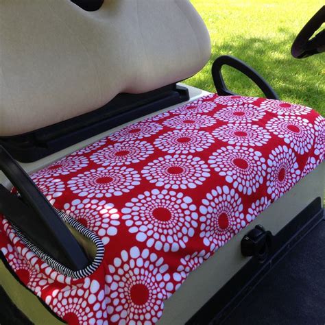 Red And White Flowered Golf Cart Seat Cover