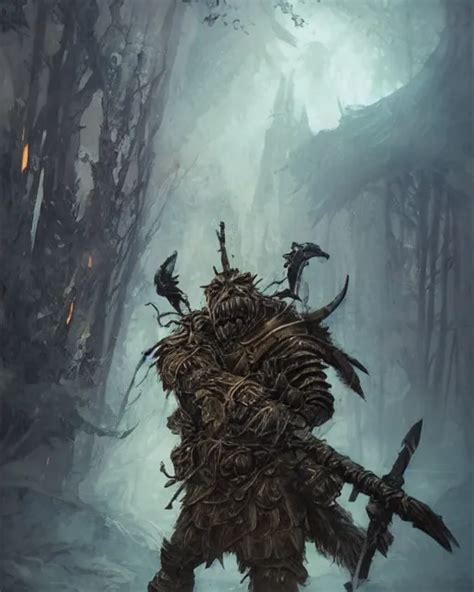 Huge Bugbear Warrior In Armor Portrait Woodlands Stable Diffusion