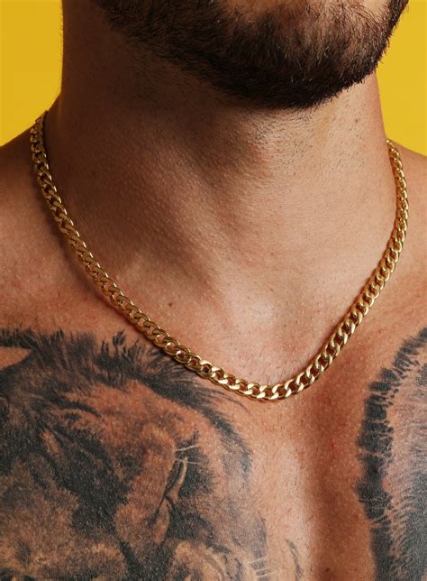 7mm Gold Curb Chain Necklace For Men Mens Jewelry Gold Etsy