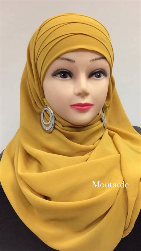 Hijab à Enfiler Bonnet Croisé Mousseline Hijab 1 Pièce Qalam Dress