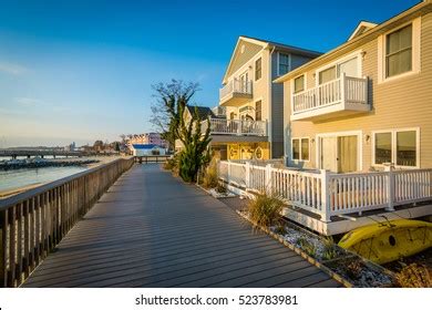 Waterfront Houses Boardwalk North Beach Maryland Stock Photo (Edit Now ...