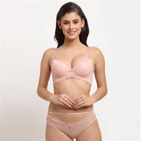 Buy Makclan Rage Of Straps Lace Stylized Lingerie Set Pink 32B Online