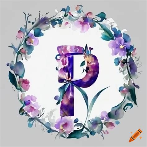 Elegant Watercolor Letter P With Floral Design On Craiyon