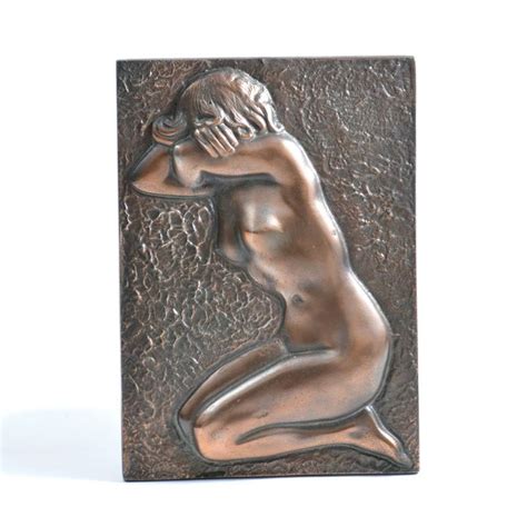 Vintage Brass Wall Sculpture Of Naked Woman Circa 1940