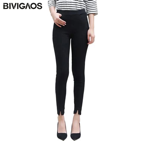 Bivigaos Calças Femininas De Cintura Alta Peça Legging Frontal Preta