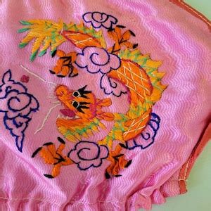 Vintage 1940s 50s Sweetheart Souvenir Lingerie Set Embroidered Dragons Vintage Lingerie