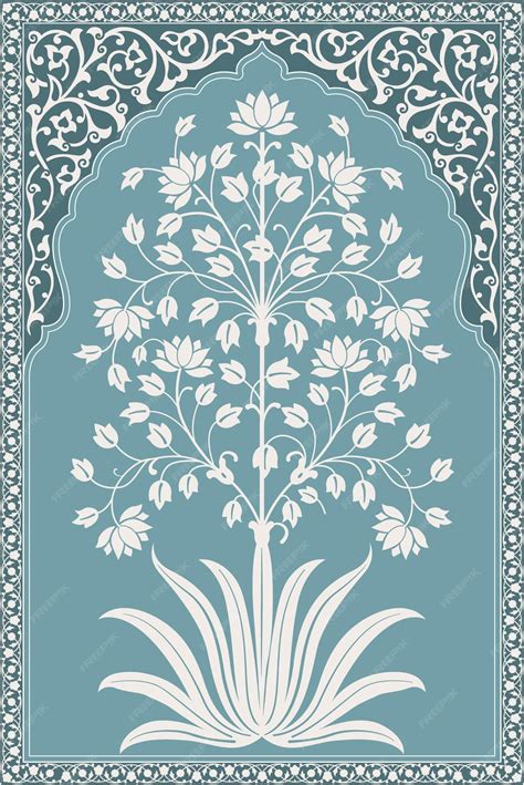 traditional indian flower motif mughal hand drawn mughal wall paintings