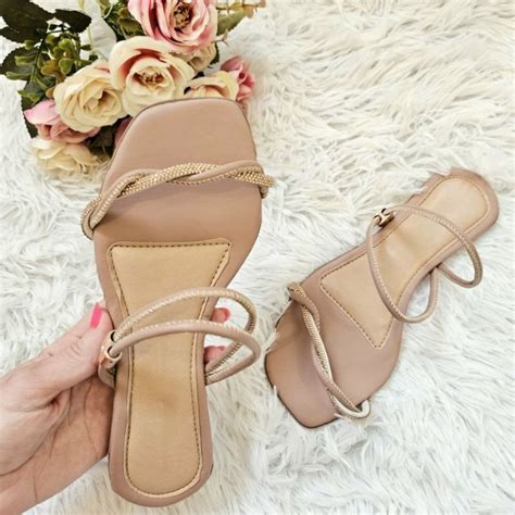 Sand Lia Feminina Rasteirinha Brilho Strass Luxo Entrela Ada Nude Verde Branca Marfim