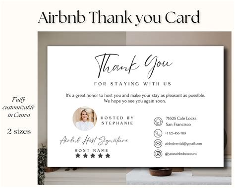 Airbnb Host Thank You Card, Airbnb Business Card for Guests, Editable ...