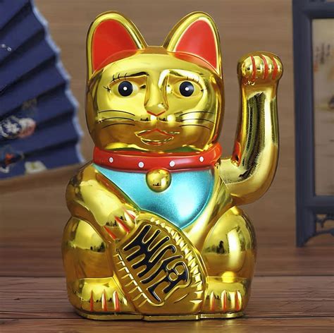 Gato Da Sorte Maneki Neko Grande Dourado 13cm Elo7