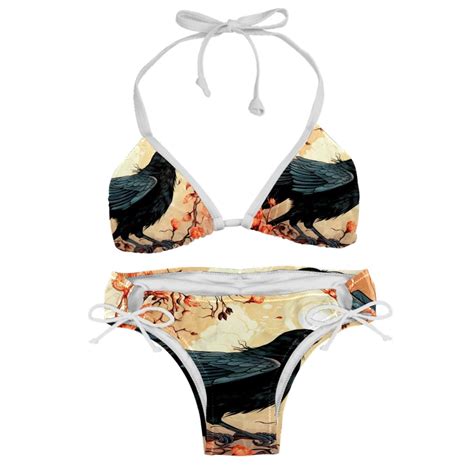 Crow Swim Suit Women Bikini Set Detachable Sponge Adjustable Strap Two Pack Beach Pool