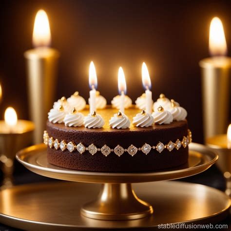 Golden Jewels And Diamonds Birthday Cake Stable Diffusion Online