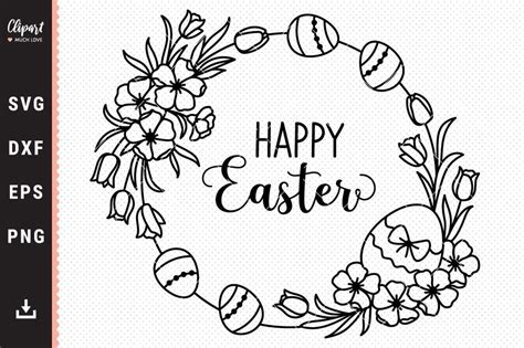 Easter SVG, Easter wreath svg, Easter eggs floral frame SVG, DXF ...