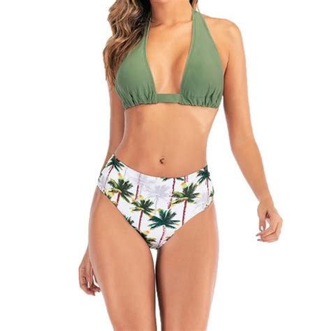 Femme Maillot de Bain Pièce Fendu Dos Nu Triangle Bikini de Plage Swimwear Taille Haute