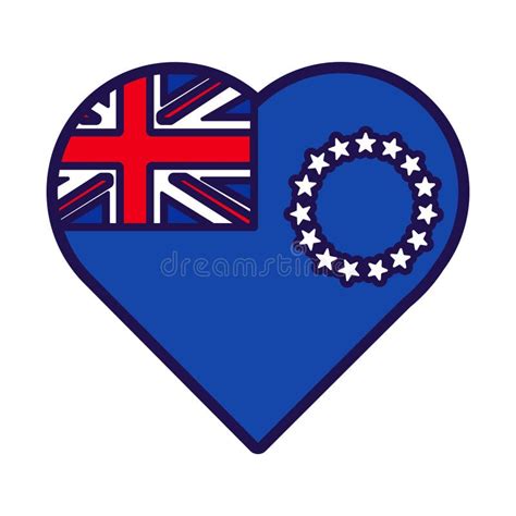 Cook Island Flag Festive Heart Outline Icon Stock Illustration