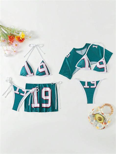 Conjunto Combinado De Mai Bikini Pe As Feminino Esportivo Em Malha Impress O Digital Para