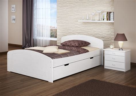 Three Variants For Massive Double White Pine Bed 140x200 With 3 Large