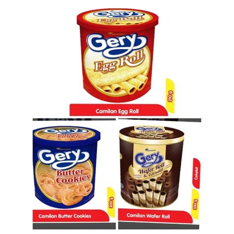 Jual GERY Eggroll 210gr Butter Cookies 300gr Wafer Roll 300gr