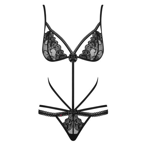 Sexy Body Intimo In Pizzo Nero Stringato Obsessive Lingerie