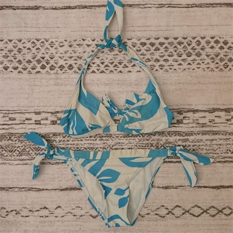 O Neill Swim Oneill Bikini Teal And White Small Poshmark