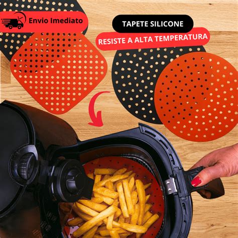 Tapete Protetor De Silicone Para Fritadeira Air Fryer Quadrado Redondo