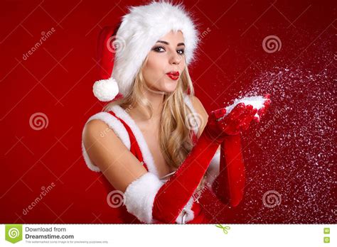 Portrait Of Beautiful Girl Wearing Santa Claus Clothes Stock Image Image Of Closeup Babe