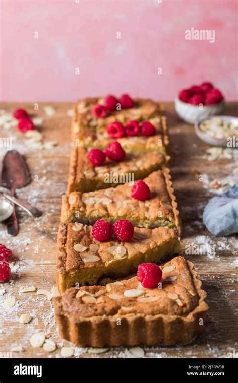 Homemade Bakewell Tart With Raspberries Stock Photo Alamy