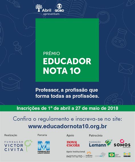 InscriÇÕes Abertas Para 21ª EdiÇÃo Do PrÊmio Educador Nota 10 Undime