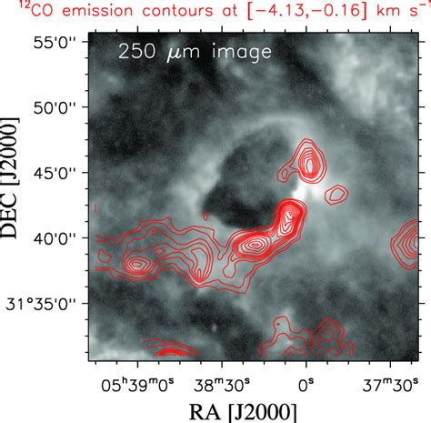 The Co J Emission Contours Red Curves In The Velocity