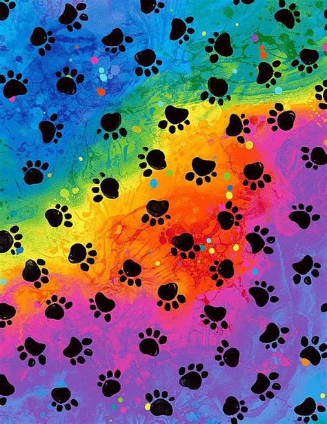 Dog Fabriccat Fabricpet Fabric Rainbow Paws By Timeless Etsy Paw