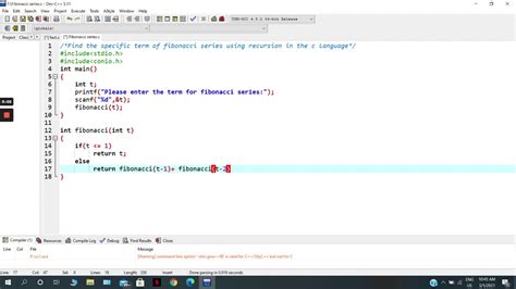 Fibonacci Series Find A Value Of Term Using Recursion In C Language