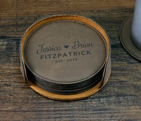 Personalized Leather Coasters Engraved Coaster Set Custom - Etsy