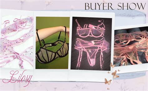 Amazon Lilosy Sexy Underwire Colorful Kawaii Cute Sheer Garter Belt Lingerie Set Bra And