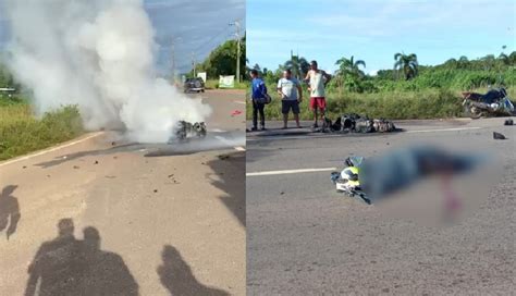 Vídeo Moto fica toda retorcida pega fogo e motociclista morre em