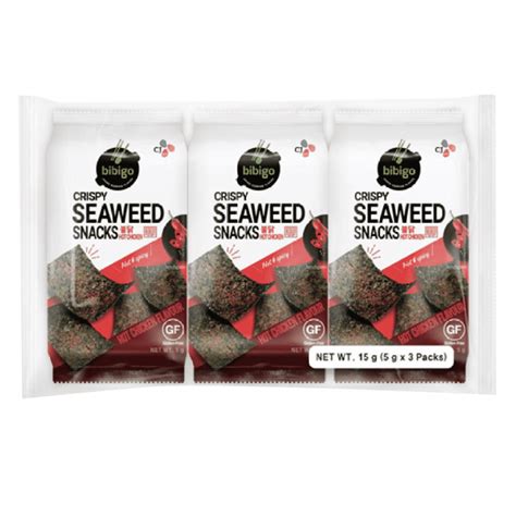 Crispy Seaweed Snack Hot Chicken Flavour 3 Pack 15g Bibigo Market Kokoro