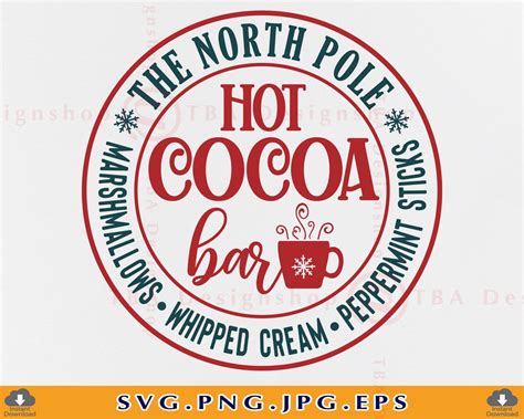 Hot Cocoa Bar Svg Farmhouse Christmas Svg Hot Cocoa Bar Sign Svg Hot Chocolate Sign