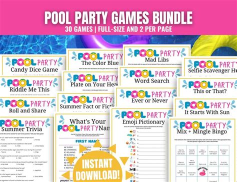 Pool Party Games Mega Bundle Pool Party Ideas Pool Party Activities