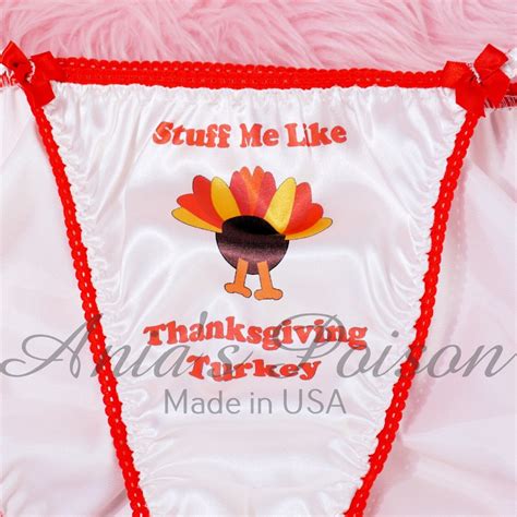 Sissy Satin Thanksgiving Panties For Men Naughty Text Shiny String Bikini Cuts Ebay